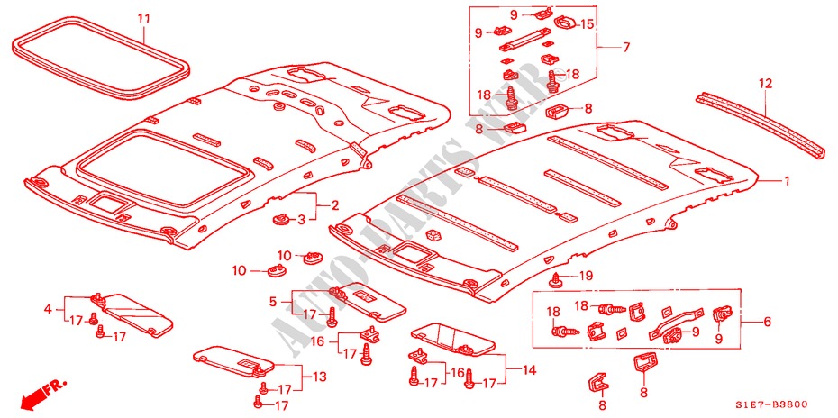 DACHVERKLEIDUNG für Honda CIVIC AERODECK 1.5IVT 5 Türen 5 gang-Schaltgetriebe 1998