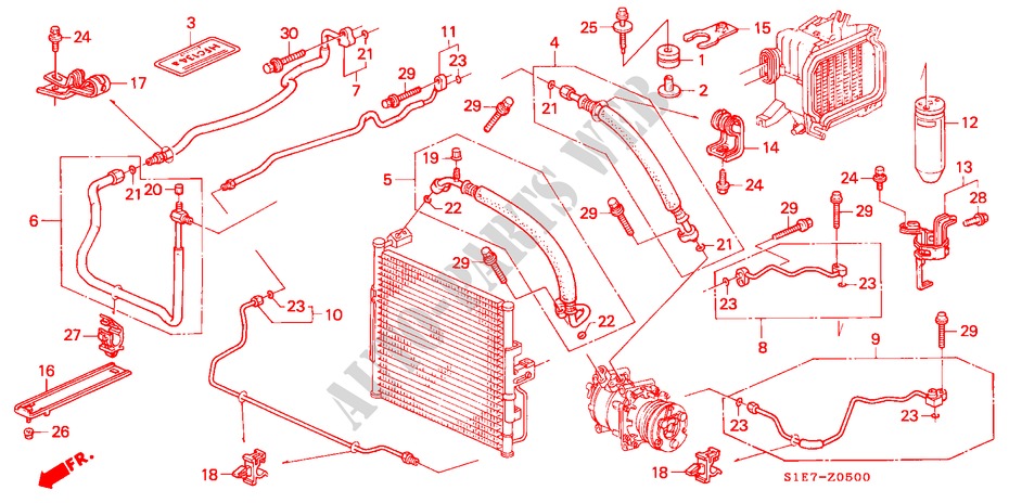 KLIMAANLAGE(BAUSATZ) (SCHLAEUCHE/LEITUNGEN) (LH) für Honda CIVIC AERODECK 1.5IVT 5 Türen 5 gang-Schaltgetriebe 1998