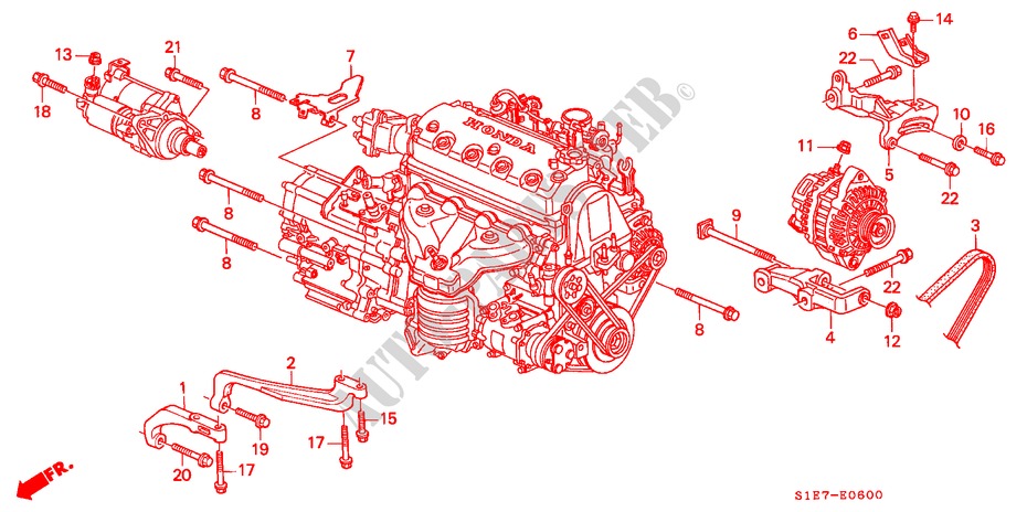 LICHTMASCHINENHALTERUNG(SOHC) für Honda CIVIC AERODECK 1.4IS       L.P.G. 5 Türen 5 gang-Schaltgetriebe 1998