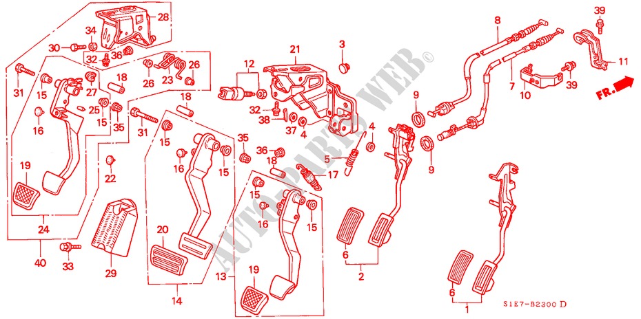 PEDAL(LH) für Honda CIVIC AERODECK 1.5IVT 5 Türen 5 gang-Schaltgetriebe 1998