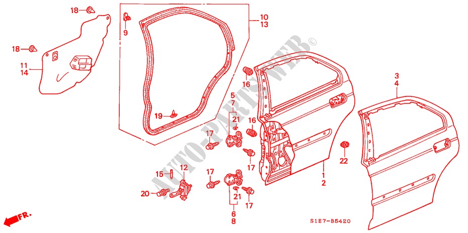 TUERBLECHE, HINTEN für Honda CIVIC AERODECK 1.5IVT 5 Türen 5 gang-Schaltgetriebe 1998
