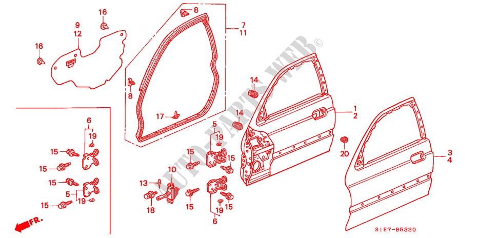 TUERTAFELN, VORNE für Honda CIVIC AERODECK LS 5 Türen 5 gang-Schaltgetriebe 1999