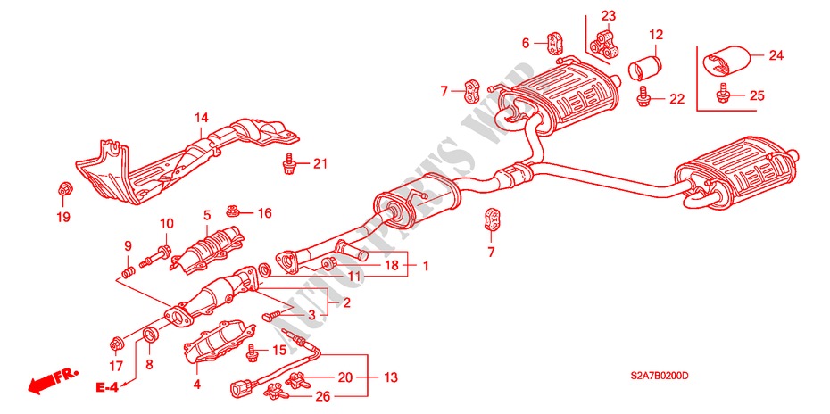 AUSPUFFROHR/SCHALLDAEMPFER für Honda S2000 S2000 2 Türen 6 gang-Schaltgetriebe 2000