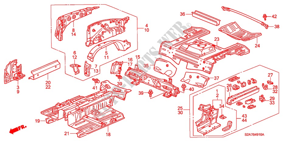 BODEN/INNENBLECHE für Honda S2000 S2000 2 Türen 6 gang-Schaltgetriebe 2000