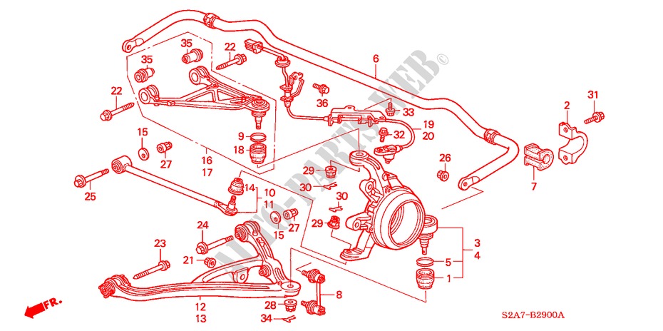 HINTEN STABILISATOR/ UNTERER ARM, HINTEN für Honda S2000 S2000 2 Türen 6 gang-Schaltgetriebe 2000