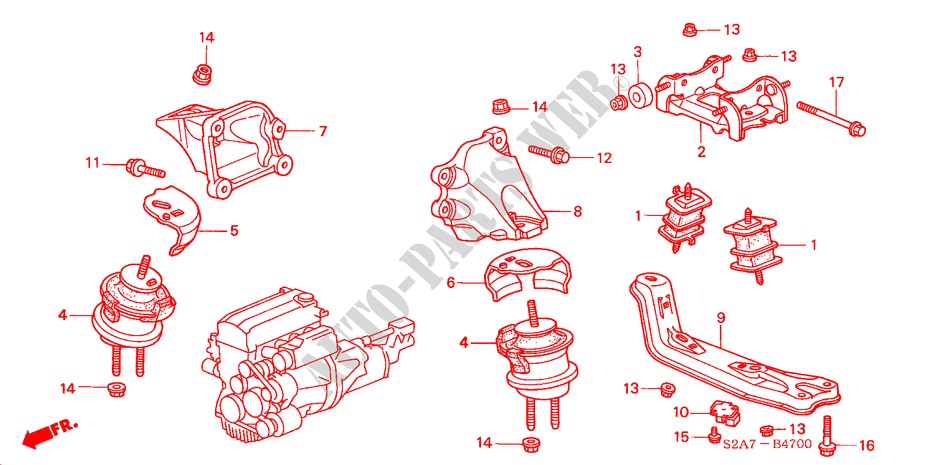 MOTORBEFESTIGUNGEN für Honda S2000 S2000 2 Türen 6 gang-Schaltgetriebe 2000