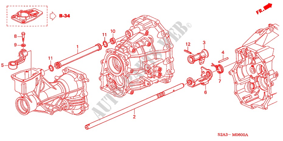 SCHALTARM für Honda S2000 S2000 2 Türen 6 gang-Schaltgetriebe 2000
