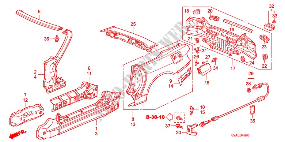 AUSSENBLECHE/TAFEL, HINTEN für Honda S2000 LIMITED EDITION 2 Türen 6 gang-Schaltgetriebe 2009