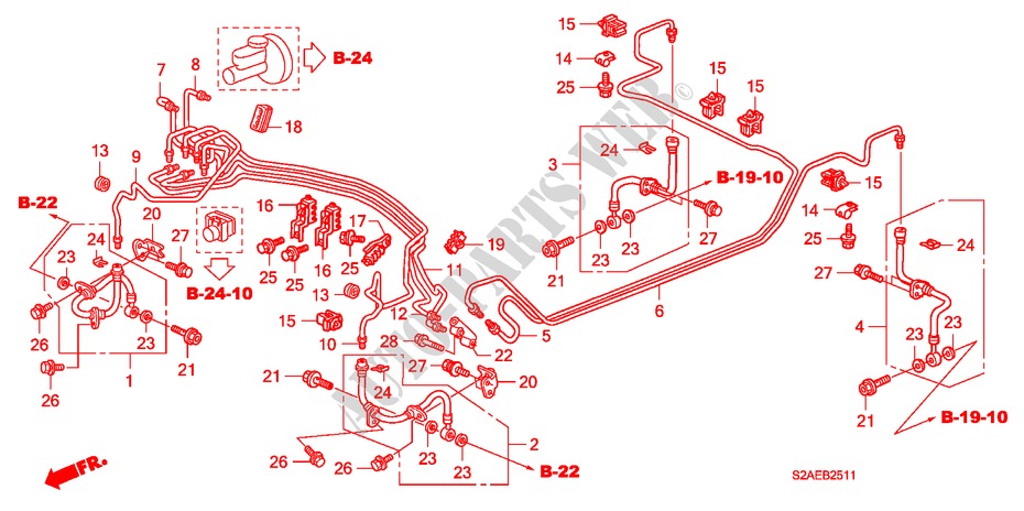 BREMSLEITUNGEN(VSA) (RH) für Honda S2000 BASE 2 Türen 6 gang-Schaltgetriebe 2008