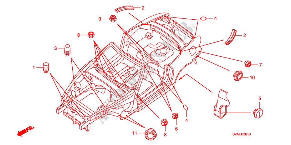 GUMMITUELLE(OBEN) für Honda S2000 BASE 2 Türen 6 gang-Schaltgetriebe 2009