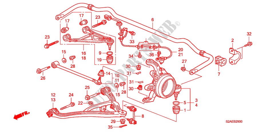 HINTEN STABILISATOR/ UNTERER ARM, HINTEN für Honda S2000 BASE 2 Türen 6 gang-Schaltgetriebe 2008