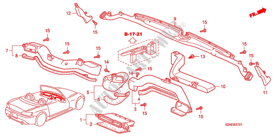 KANAL(RH) für Honda S2000 BASE 2 Türen 6 gang-Schaltgetriebe 2008