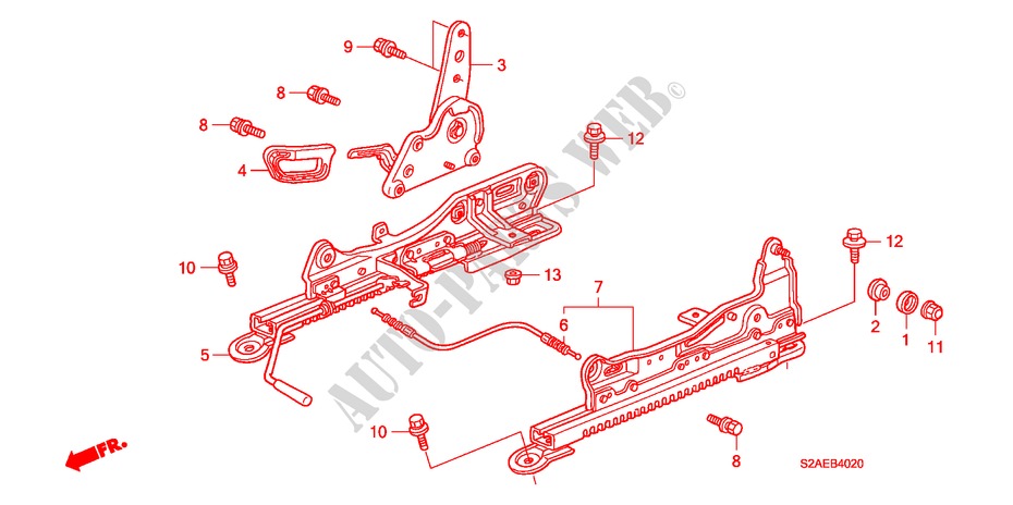 SITZBAUTEILE(R.) für Honda S2000 BASE 2 Türen 6 gang-Schaltgetriebe 2008