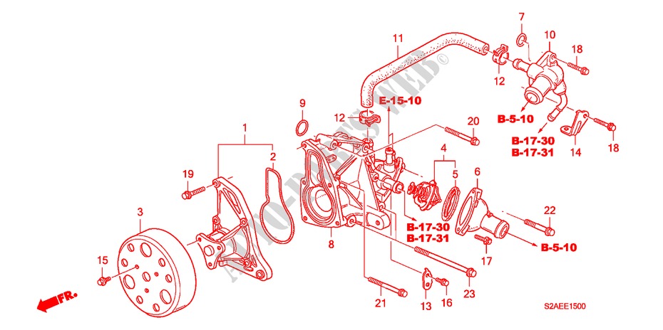 WASSERPUMPE für Honda S2000 BASE 2 Türen 6 gang-Schaltgetriebe 2008