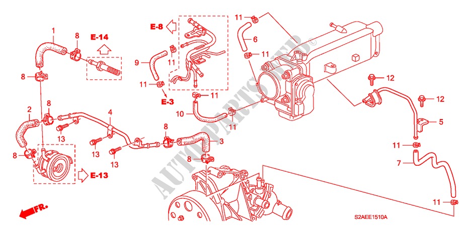 WASSERSCHLAUCH für Honda S2000 BASE 2 Türen 6 gang-Schaltgetriebe 2008