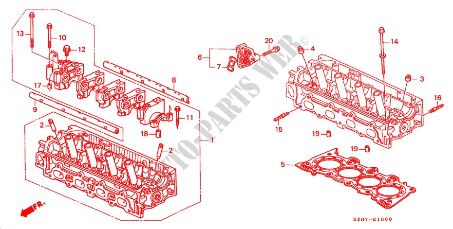 ZYLINDERKOPF(SOHC) für Honda HR-V HR-V 3 Türen 5 gang-Schaltgetriebe 2000