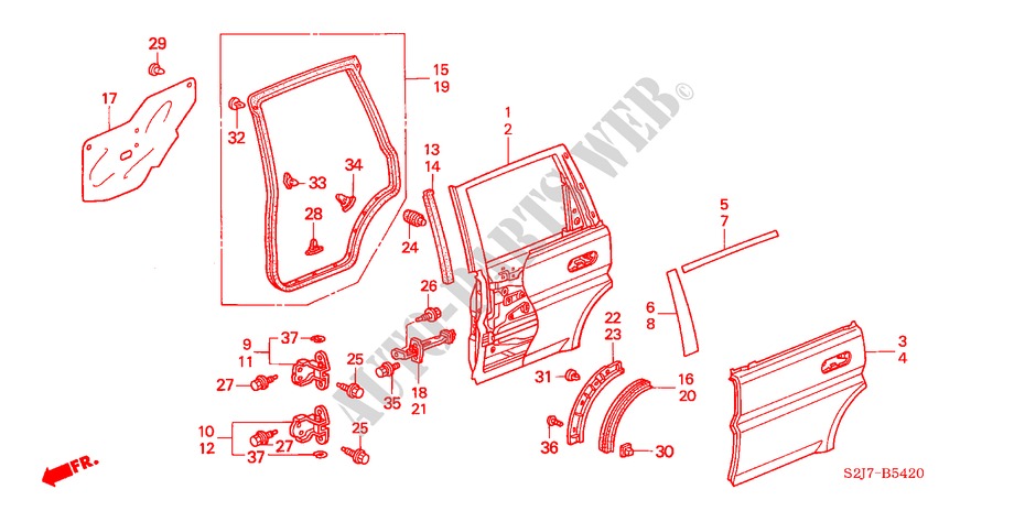 TUERBLECHE, HINTEN(5 DOOR) für Honda HR-V 4WD 5 Türen 5 gang-Schaltgetriebe 2003