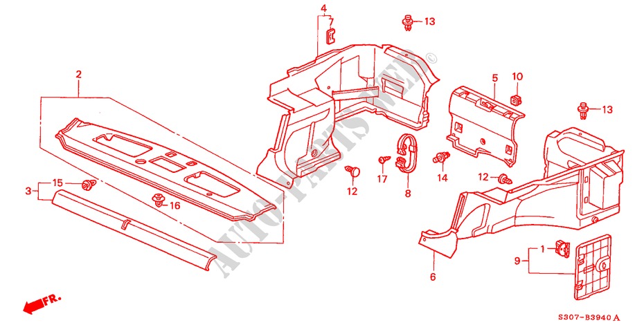 HINTERE ABLAGE/KOFFERRAUM ZIERLEISTE für Honda PRELUDE 2.0I 2 Türen 4 gang automatikgetriebe 2000