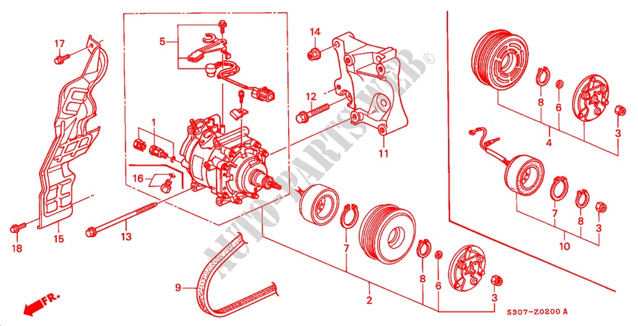 KLIMAANLAGE (KOMPRESSOR) (KEIHIN) für Honda PRELUDE 2.0I 2 Türen 5 gang-Schaltgetriebe 2000