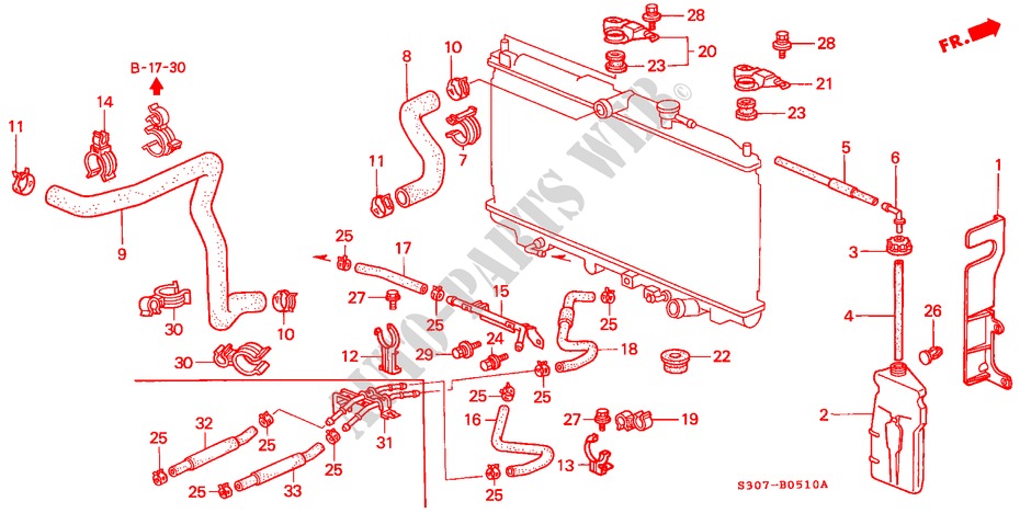 KUEHLERSCHLAUCH für Honda PRELUDE 2.0I 2 Türen 5 gang-Schaltgetriebe 2000