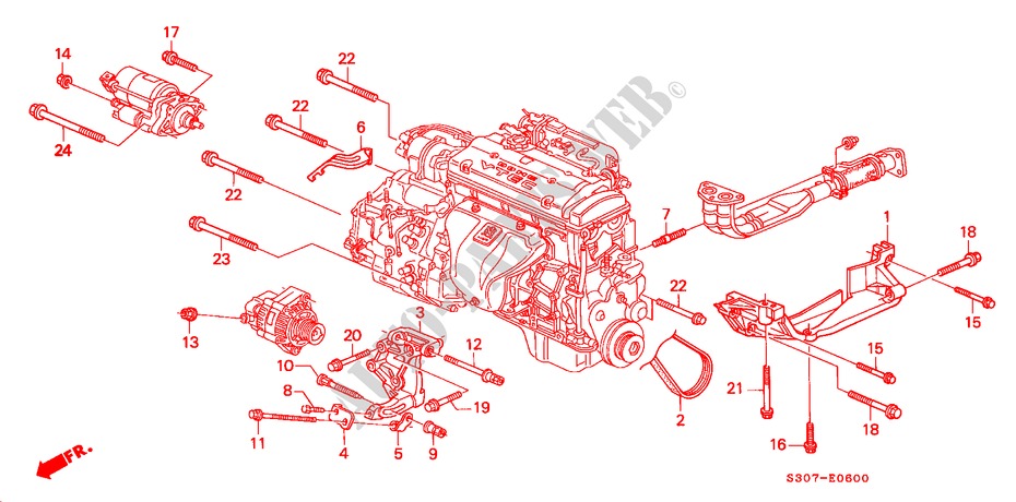 LICHTMASCHINENHALTERUNG für Honda PRELUDE 2.0I 2 Türen 5 gang-Schaltgetriebe 2000
