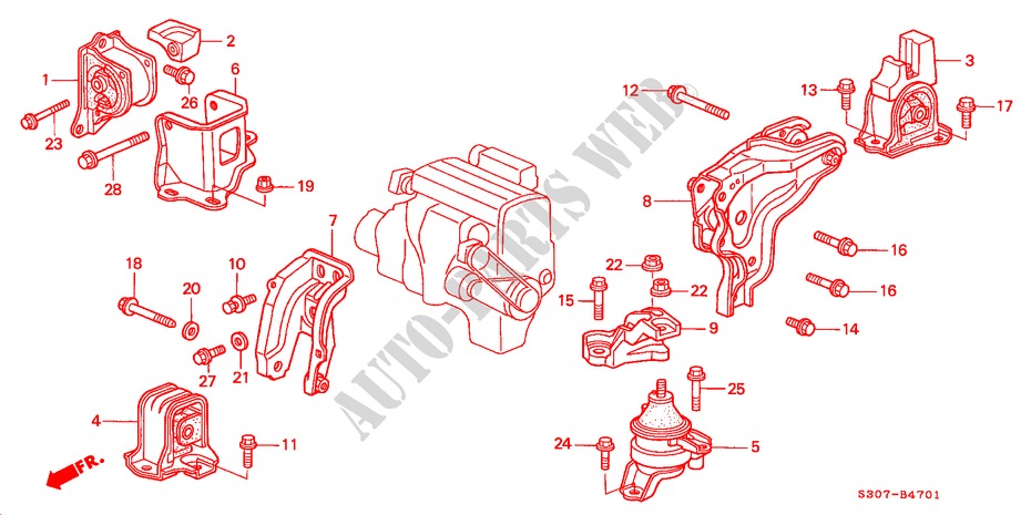 MOTORBEFESTIGUNGEN(AT) für Honda PRELUDE 2.0I 2 Türen 4 gang automatikgetriebe 1997