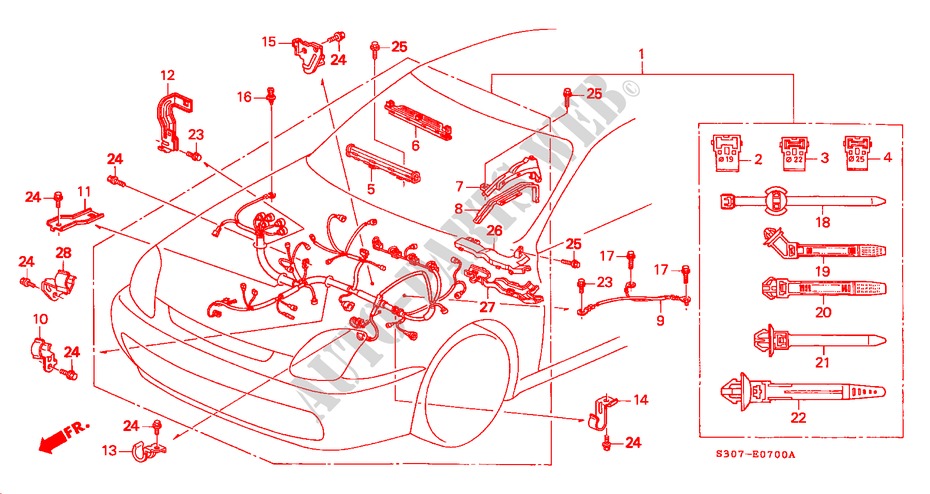 MOTORKABELBAUM(LH) für Honda PRELUDE 2.0I 2 Türen 5 gang-Schaltgetriebe 1997