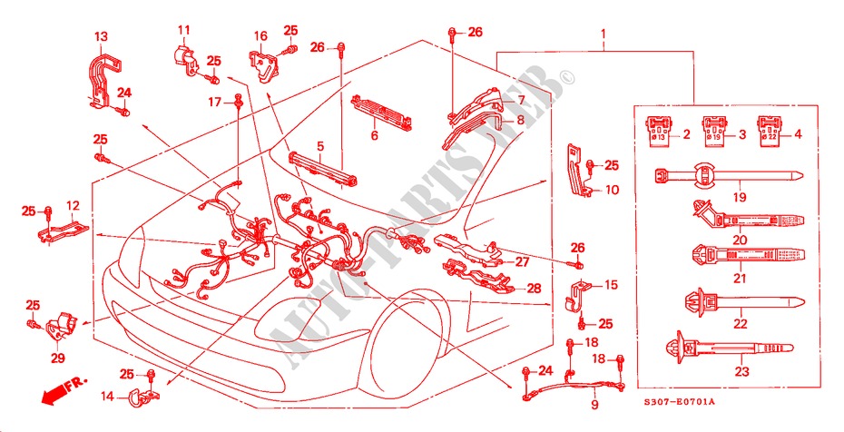MOTORKABELBAUM(RH) für Honda PRELUDE 2.2VTI 2 Türen 5 gang-Schaltgetriebe 1998