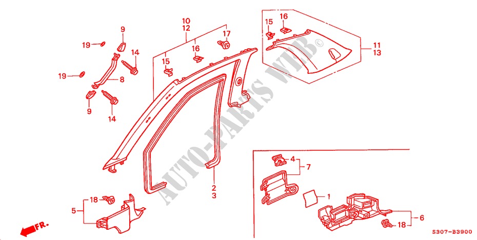 SAEULENZIERSTUECK(LH) für Honda PRELUDE 2.0I 2 Türen 5 gang-Schaltgetriebe 2000