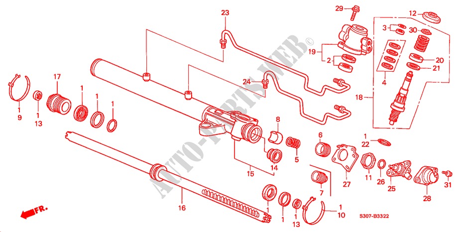 SERVOLENKGETRIEBE BAUTEILE(LH) (2) für Honda PRELUDE 2.0I 2 Türen 5 gang-Schaltgetriebe 2000