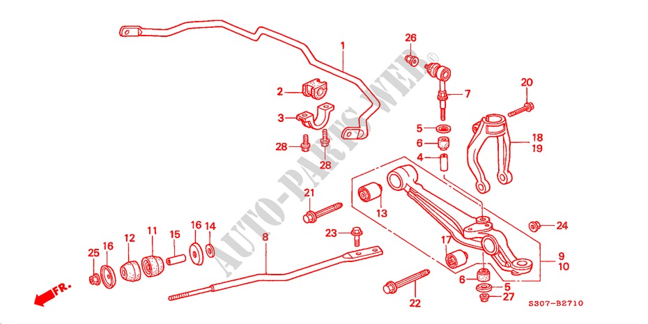 STABILISATOR, VORNE/ UNTERER ARM, VORNE für Honda PRELUDE 2.0I 2 Türen 5 gang-Schaltgetriebe 2000