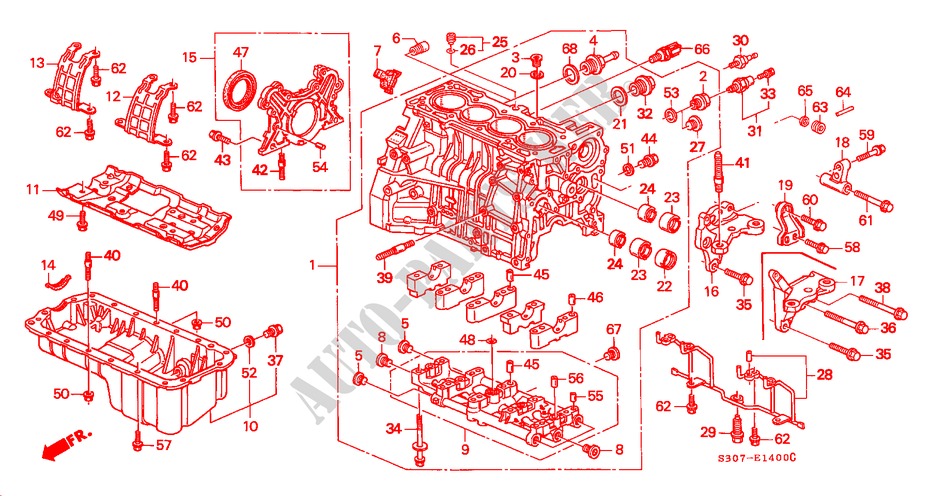 ZYLINDERBLOCK/OELWANNE für Honda PRELUDE 2.0I 2 Türen 5 gang-Schaltgetriebe 1997