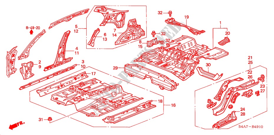 BODEN/INNENBLECHE für Honda ACCORD 1.8IES 5 Türen 5 gang-Schaltgetriebe 2000
