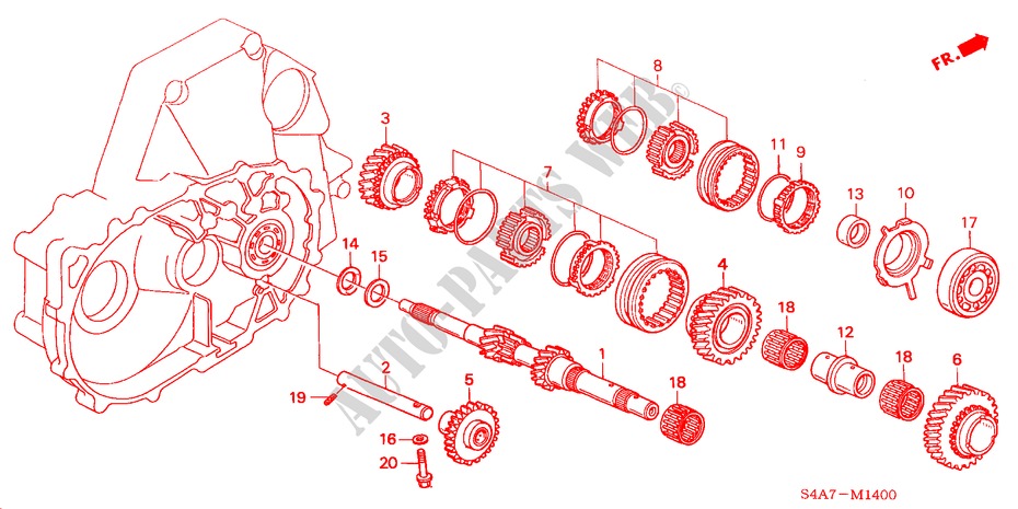 HAUPTWELLE(1.8L/2.0L) für Honda ACCORD 1.8IES 5 Türen 5 gang-Schaltgetriebe 2000