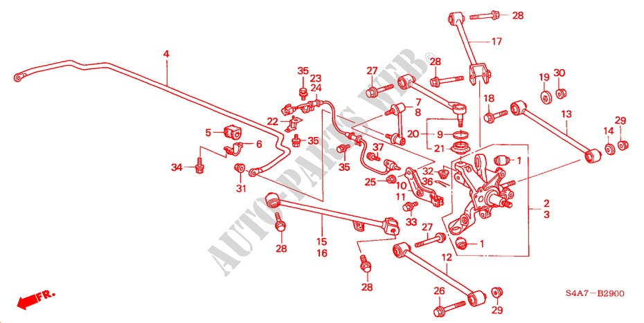 HINTEN STABILISATOR/ UNTERER ARM, HINTEN für Honda ACCORD 1.8IES 5 Türen 5 gang-Schaltgetriebe 2000