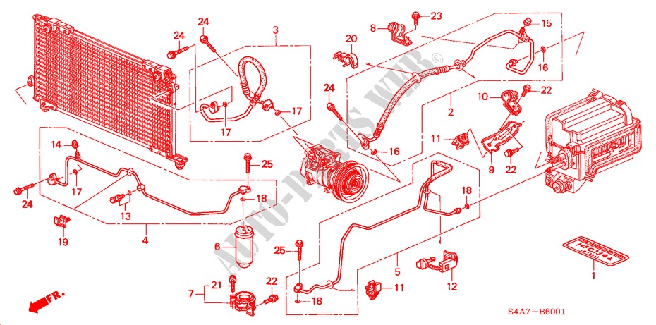KLIMAANLAGE (SCHLAEUCHE/LEITUNGEN) (RH) für Honda ACCORD 1.8IES 5 Türen 5 gang-Schaltgetriebe 2000