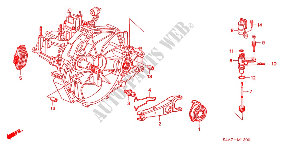 KUPPLUNGSFREIGABE (1.8L/2.0L) für Honda ACCORD 1.8IES 5 Türen 5 gang-Schaltgetriebe 2000