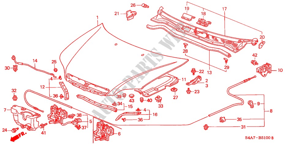 MOTORHAUBE(LH) für Honda ACCORD 2.0ILS 5 Türen 4 gang automatikgetriebe 2000