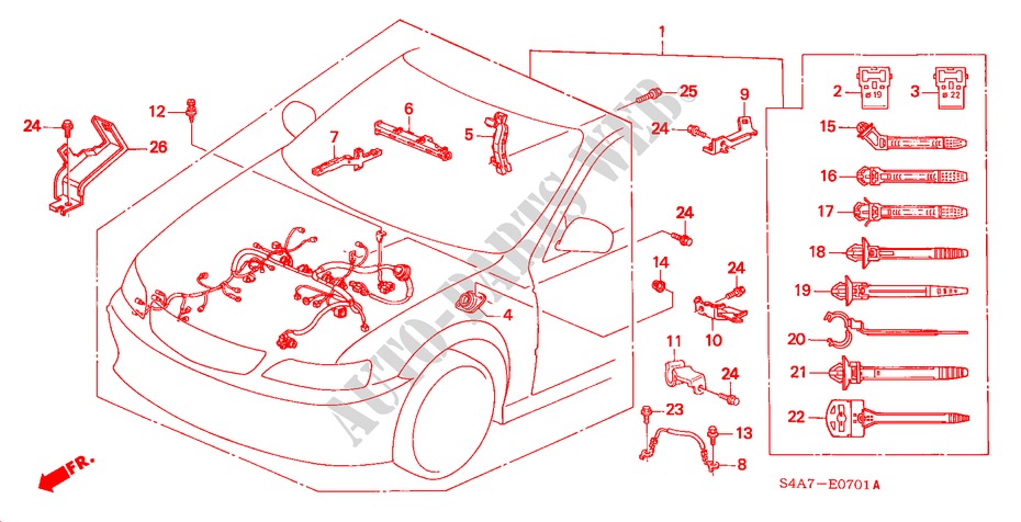 MOTORKABELBAUM(RH) für Honda ACCORD 1.8IES 5 Türen 5 gang-Schaltgetriebe 2000