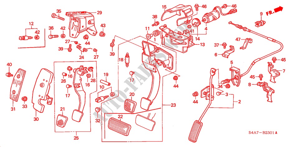 PEDAL(RH) für Honda ACCORD 1.8IES 5 Türen 5 gang-Schaltgetriebe 2000
