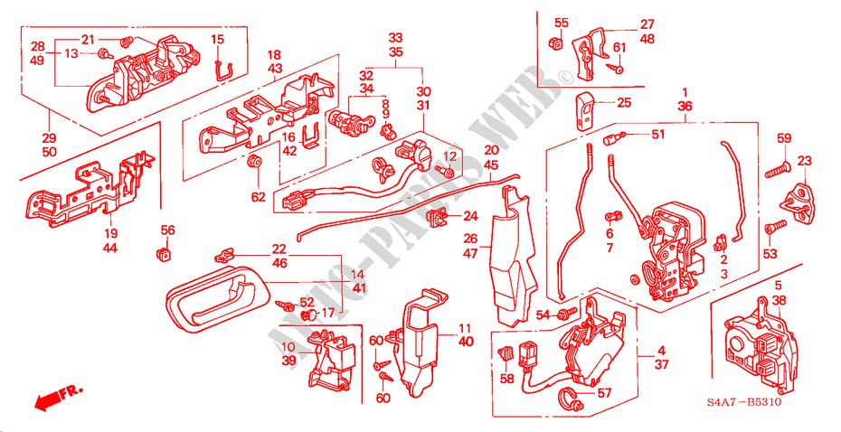 TUERSCHLOESSER, VORNE/ AEUSSERER GRIFF für Honda ACCORD 1.8IES 5 Türen 5 gang-Schaltgetriebe 2000