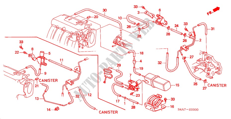 UNTERDRUCKBEHAELTER/ROHRE (1.8L/2.0L) für Honda ACCORD 1.8IS 5 Türen 4 gang automatikgetriebe 1999