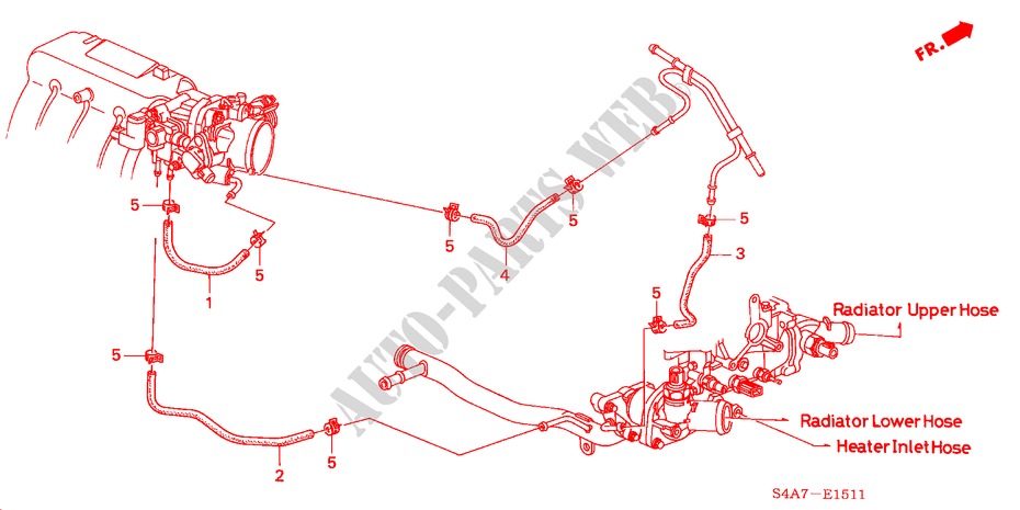 WASSERSCHLAUCH(1.8L/2.0L) für Honda ACCORD 1.8IES 5 Türen 5 gang-Schaltgetriebe 2000