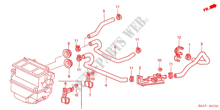 WASSERVENTIL(RH) für Honda ACCORD 1.8IES 5 Türen 5 gang-Schaltgetriebe 2000