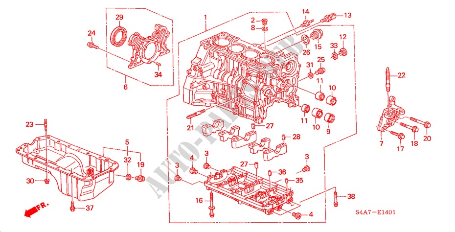 ZYLINDERBLOCK/OELWANNE (1.8L/2.0L) für Honda ACCORD 2.0IES 5 Türen 5 gang-Schaltgetriebe 1999