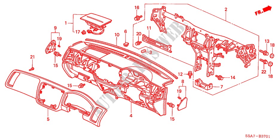 INSTRUMENTENBRETT(RH) für Honda CIVIC 1.6SE 4 Türen 5 gang-Schaltgetriebe 2001