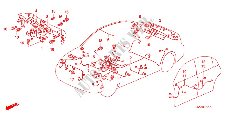 KABELBAUM(RH) für Honda CIVIC 150I 4 Türen 5 gang-Schaltgetriebe 2002
