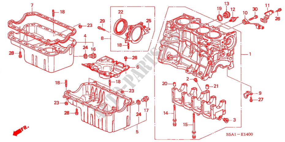 ZYLINDERBLOCK/OELWANNE für Honda CIVIC 1.6LS 4 Türen 4 gang automatikgetriebe 2002