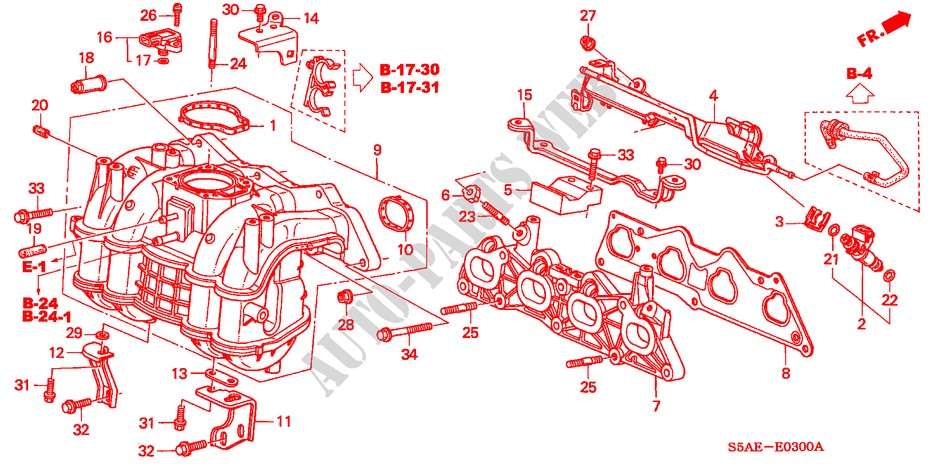 ANSAUGKRUEMMER für Honda CIVIC 1.6 LS 4 Türen 5 gang-Schaltgetriebe 2004