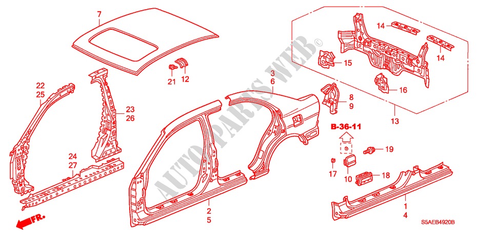 AUSSENBLECHE für Honda CIVIC 1.4 S 4 Türen 5 gang-Schaltgetriebe 2003